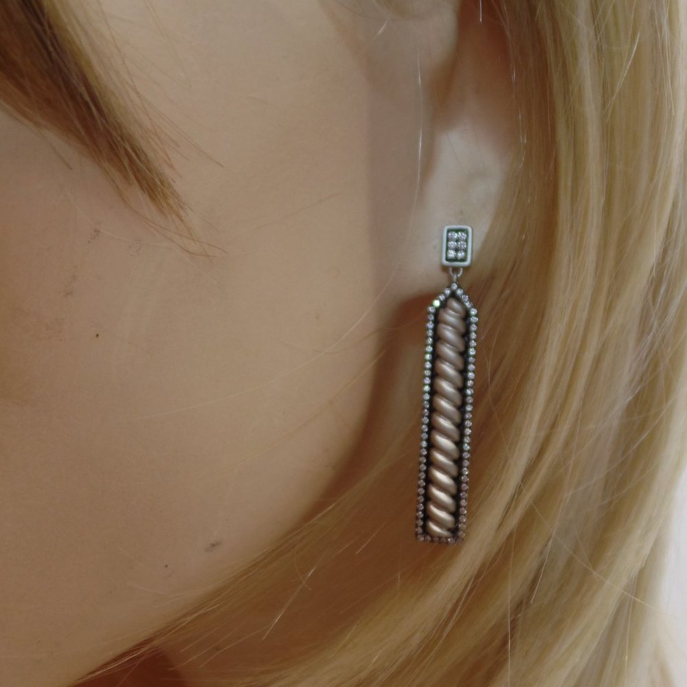 Freida Rothman .925 Sterling Silver Cubic Zirconia Twisted Cable Earrings $250 - Picture 3 of 12